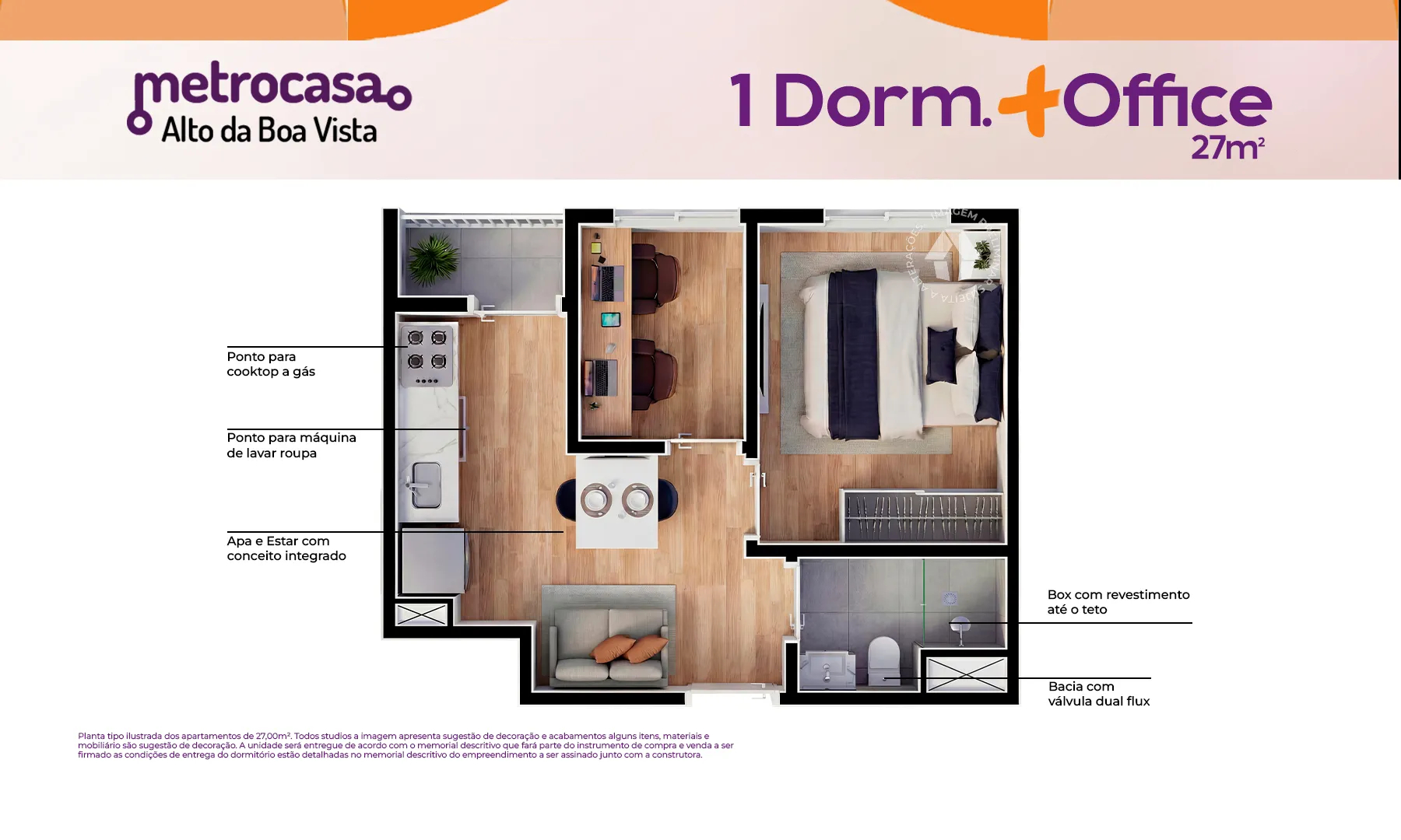 1 Dorm. + Office 